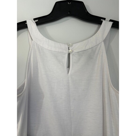 AB Studio White/Grey/Black Ruffled Color Block Dress Tank Top size small - Picture 2 of 4